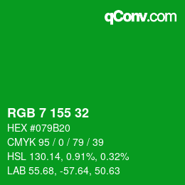 Color code: RGB 7 155 32 | qconv.com
