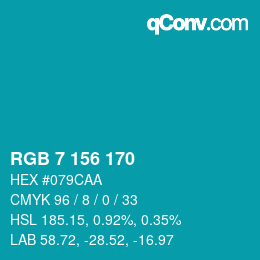 カラーコード: RGB 7 156 170 | qconv.com