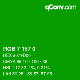 Color code: RGB 7 157 0 | qconv.com