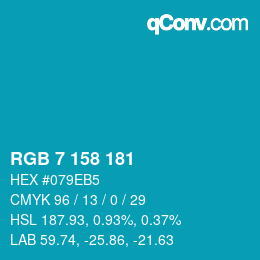Color code: RGB 7 158 181 | qconv.com