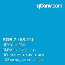 Color code: RGB 7 158 211 | qconv.com