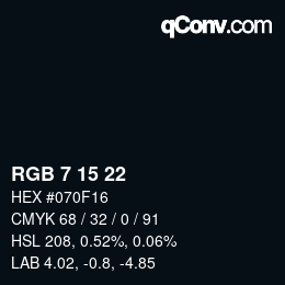 Farbcode: RGB 7 15 22 | qconv.com