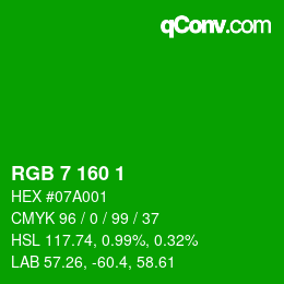 Farbcode: RGB 7 160 1 | qconv.com