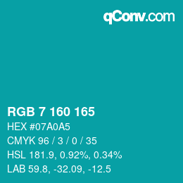 Color code: RGB 7 160 165 | qconv.com