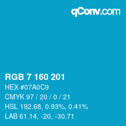 Color code: RGB 7 160 201 | qconv.com