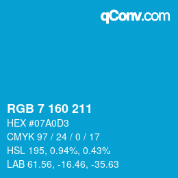 Color code: RGB 7 160 211 | qconv.com