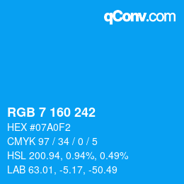 Color code: RGB 7 160 242 | qconv.com