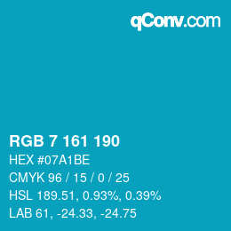 Color code: RGB 7 161 190 | qconv.com