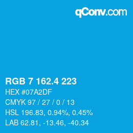 カラーコード: RGB 7 162.4 223 | qconv.com