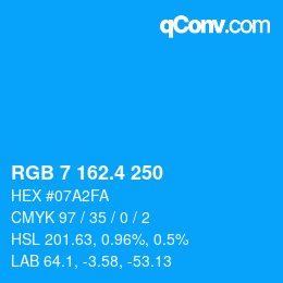 カラーコード: RGB 7 162.4 250 | qconv.com