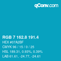 カラーコード: RGB 7 162.8 191.4 | qconv.com