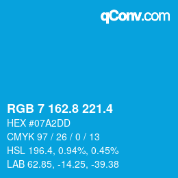 カラーコード: RGB 7 162.8 221.4 | qconv.com