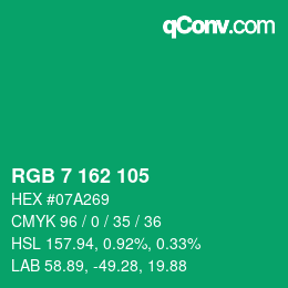 Color code: RGB 7 162 105 | qconv.com