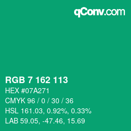 颜色代码: RGB 7 162 113 | qconv.com