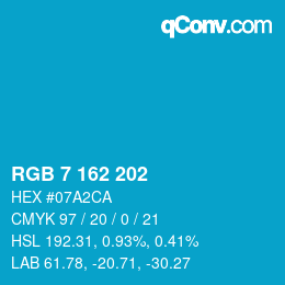 Color code: RGB 7 162 202 | qconv.com