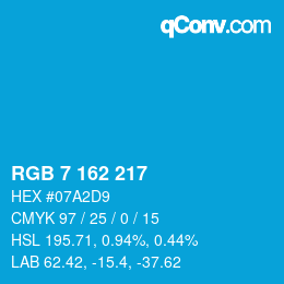 Farbcode: RGB 7 162 217 | qconv.com