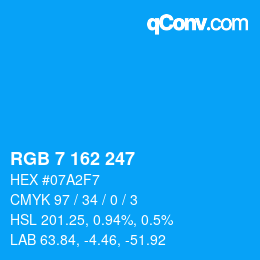Color code: RGB 7 162 247 | qconv.com