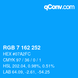 Color code: RGB 7 162 252 | qconv.com