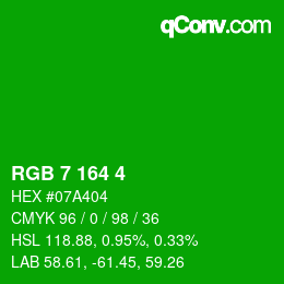 Color code: RGB 7 164 4 | qconv.com