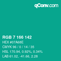 Color code: RGB 7 166 142 | qconv.com