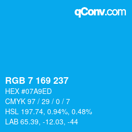 Color code: RGB 7 169 237 | qconv.com