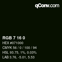 Color code: RGB 7 16 0 | qconv.com