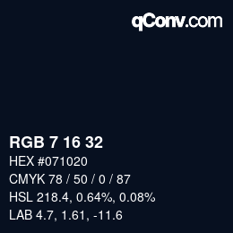 Color code: RGB 7 16 32 | qconv.com