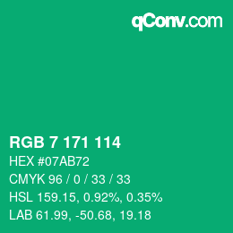 カラーコード: RGB 7 171 114 | qconv.com