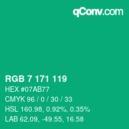 カラーコード: RGB 7 171 119 | qconv.com