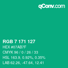 カラーコード: RGB 7 171 127 | qconv.com