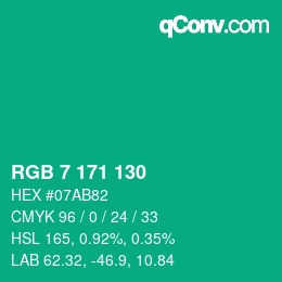 颜色代码: RGB 7 171 130 | qconv.com