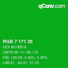 颜色代码: RGB 7 171 26 | qconv.com