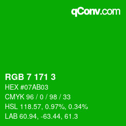 Color code: RGB 7 171 3 | qconv.com