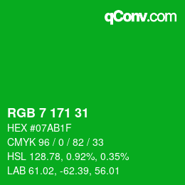 Color code: RGB 7 171 31 | qconv.com