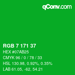 颜色代码: RGB 7 171 37 | qconv.com