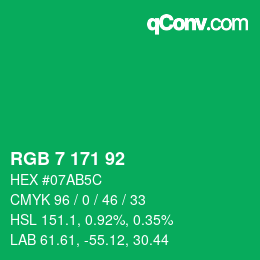 カラーコード: RGB 7 171 92 | qconv.com