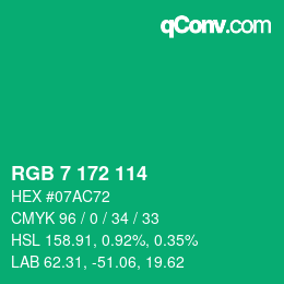 カラーコード: RGB 7 172 114 | qconv.com
