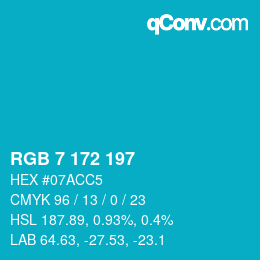 颜色代码: RGB 7 172 197 | qconv.com