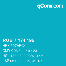 カラーコード: RGB 7 174 196 | qconv.com