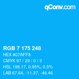 颜色代码: RGB 7 175 248 | qconv.com