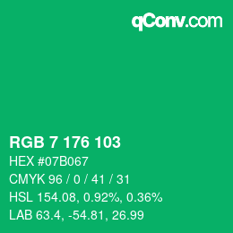 Color code: RGB 7 176 103 | qconv.com