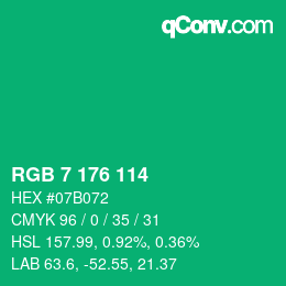 颜色代码: RGB 7 176 114 | qconv.com