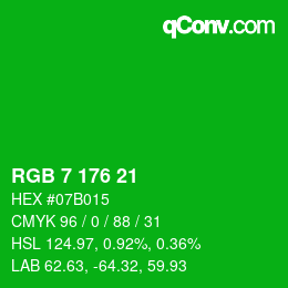 Color code: RGB 7 176 21 | qconv.com