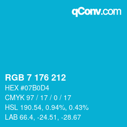 カラーコード: RGB 7 176 212 | qconv.com