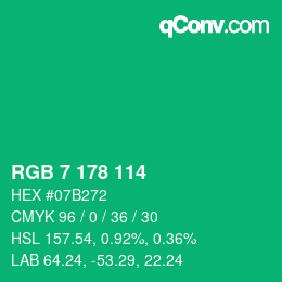 カラーコード: RGB 7 178 114 | qconv.com
