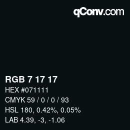 Color code: RGB 7 17 17 | qconv.com