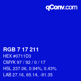 カラーコード: RGB 7 17 211 | qconv.com
