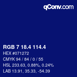 カラーコード: RGB 7 18.4 114.4 | qconv.com