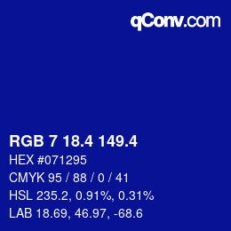 カラーコード: RGB 7 18.4 149.4 | qconv.com