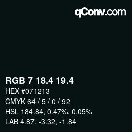 カラーコード: RGB 7 18.4 19.4 | qconv.com